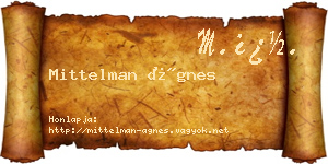 Mittelman Ágnes névjegykártya